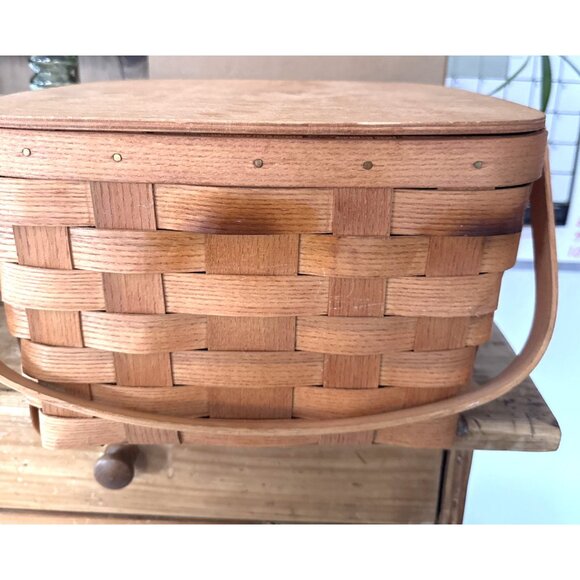 Peterboro Basket Co. Picnic Basket with Lid 13x13x8” - Picture 8 of 13